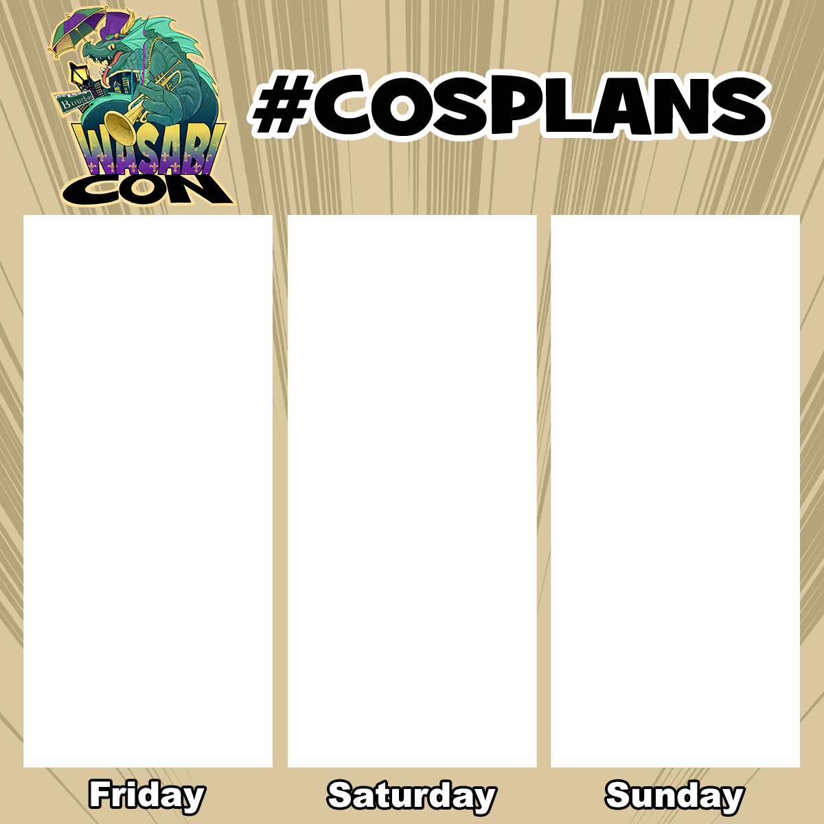 WasabiCon NOLA Cosplans 3 day